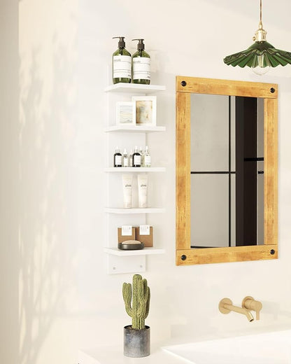 IBUYKE 5 Tier Wall Shelf Unit,White Vertical Shelf,Floating Storage Wall Shelf,Organizer Tall Tower Design Decorative Wall Mount Shelving for Home, Bedroom,Living Room,Office Decor WBC009W | Floating Storage, Wall Shelf, Organizer, Tall Tower Design, D...