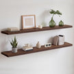 Homeforia Classic Walnut 60 inch Floating Shelf, High End Solid Real Wood Small 60inch Floating Shelves for Wall Mounted, 60in Floating Shelves, Heavy Duty Bracket, 60 X 6.5 X 1.75 inches, Set of 3