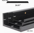 Giftgarden 24 Inch Black Floating Shelves Wall Mounted Woodgrain Picture Ledge Shelf for Storage Bedroom Bathroom Kitchen Living Room Office, Set of 3 Different Sizes