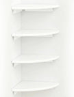 White Corner Floating Shelves for Wall – Set of 4, Rounded Wood Wall Mounted Corner Shelf with Hardware, Space Saving Decorative Storage for Kids Room, Bathroom, Living Room, Office – White