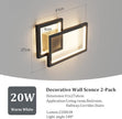 Ralbay 2-Pack Modern Indoor Wall Sconce 20W Aluminum Up and Down LED Modern Black Wall Sconce for Indoor Living Room Bedroom Hallway (Warm White Light, 3000K)