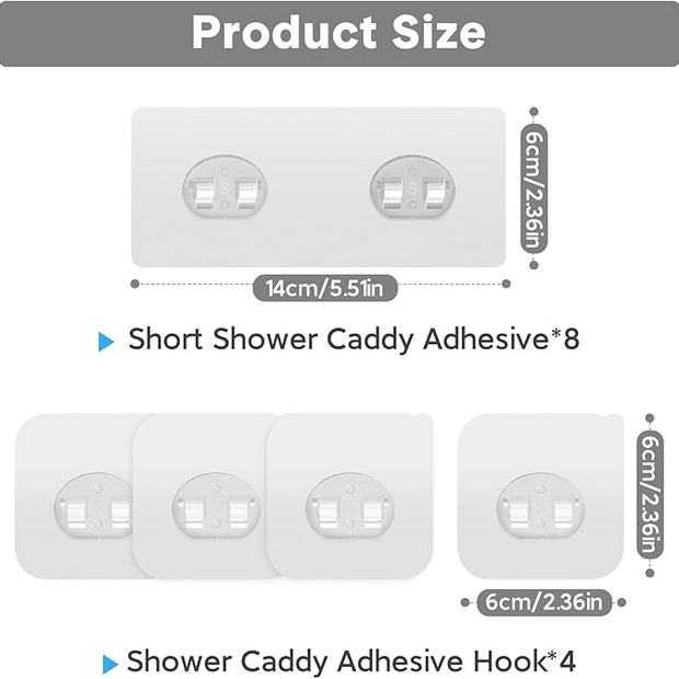 Lsnisni 12 Pack Adhesive Replacement, Strong Adhesive Hooks, Waterproof Adhesive Strips, No Drilling, for Bathroom Storage Shelves and Kitchen Racks