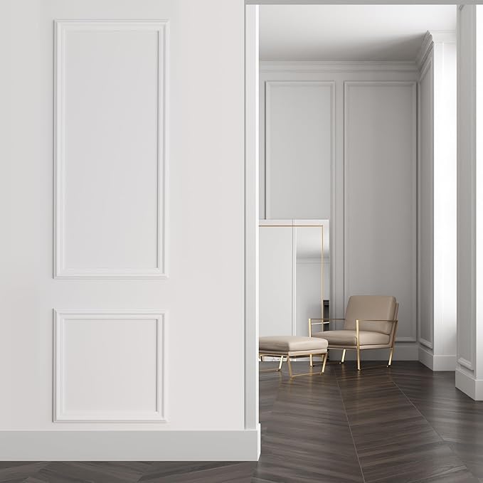 3 Sets Peel and Stick Pre-Cut Wall Molding Kit Wainscot Wall Panel Premade Wainscoting Panels for Interior Molded Home Moulding Decoration(Fashion)