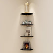 10 Inch Black Floating Corner Shelf Wall Mounted, Large Triangle Shelf for TV Box, Router, Speakers, Wine & Trophies