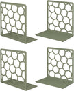 GEOMOD Geometric Honeycomb Sage Metal Bookends Decorative - Tall Sturdy Book Ends for Shelves - Modern Heavy Duty Bookend Stopper - Office or Home Book Shelf Holder - 6x3.25x6.25 Inches-2 Pair