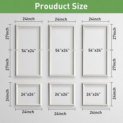 Peel and Stick Wall Molding, 6 Frame Pre-Cut Wainscoting Panels, Upgraded 1.37" Width, Ready-to-Assemble Molding Trim Decor for Living Room Bedroom Hallway Kitchen Island