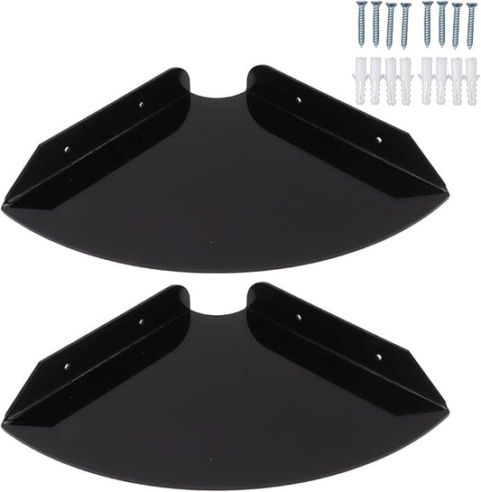 Health Gear Acrylic Wall Mount Floating Corner Shelves 2pcs Quarter Round Shower Shelf, Sturdy Wall Storage Display Organizer for Bathroom Kitchen Bedroom Living Room 1.2 x 8.3 x 8.3in (Black)
