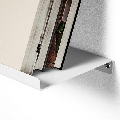SRIWATANA White Metal Wall Shelves, 2 Set Floating Shelves for Bedroom, Living Room, Bathroom, Kitchen - Matte White