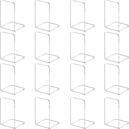 Lulonpon 16 Pieces Book Ends, Bookend, Books Ends for Shelves, Books Ends for Heavy Books, Clear Bookends, Acrylic Bookends for School, Library,Desktop Organizer and Book Shelves