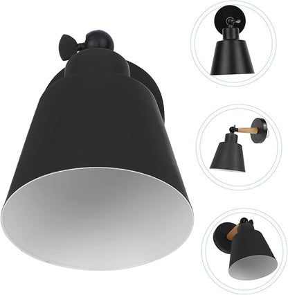 Nordic Style Wall Light Decor Simple Black Wood Wall Lamp for Bedroom Corridor Balcony Easy to Install Modern Indoor Aisle Lighting Fixture Elegant Minimalist Backdrop Accent