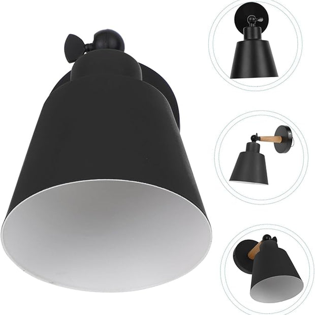 Nordic Style Wall Light Decor Simple Black Wood Wall Lamp for Bedroom Corridor Balcony Easy to Install Modern Indoor Aisle Lighting Fixture Elegant Minimalist Backdrop Accent