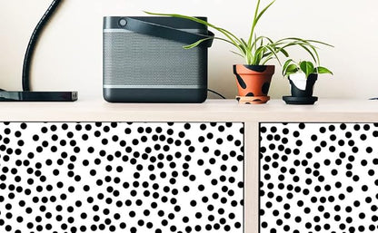 17.3”x300” Black and White Polka-Dot Wallpaper Self-Adhesive Contact Paper Moire Dot Peel and Stick Decorative Wallpaper Spots Contact Paper for Walls Bedroom Living Room