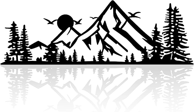 DICYWUDI Black Metal 15.7 x 5.3 inch Mountain Wall Decor – Minimalist Wall Art for or Indoor Kitchen Bathroom Bedroom Living Room Dining Room