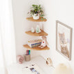 Oak Corner Shelf 7 inches Natural Wood Floating Corner Shelves Round End Wall Mounted Display Shelf Corner Plant Stand for Bathroom Kitchen Bedroom Livingroom Floating Shelves