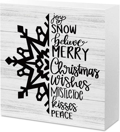 Christmas Decor Christmas Sign Decorations for Home Snowflake Sign for Home Office Desk Table Cubicle Shelf Xmas Desk Accessories 5 x 5 inch