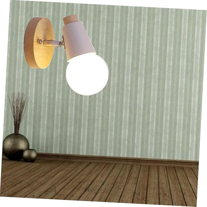 Angoily Minimalist Wall Lamp E27 Wall Sconce for Bedroom and Hallway Modern Solid Wood Design No Bulb Included for Home Decor