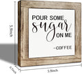 Coffee Bar Decor, Funny Pour Some Sugar on Me Wooden Box Sign, Freestanding Home Decor, Coffee Decorations for Cafe Bar, for Wall Table Top Desk Decoration 5.9×5.9 inch