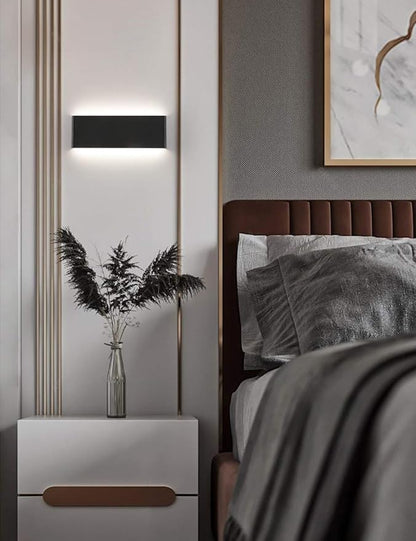 Joosenhouse 16" Inch Black LED Wall Lamps for Bedroom Indoor Hallway, Modern Mini Bathroom Vanity Lights 14W 4000K Up and Down Bedside Reading Lamp Rustic Wall Sconces