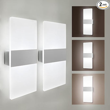 MEHIDFY Wall Sconces Sets of 2, Dimmable Touch Control Wall Lamp, Rechargeable LED Wall Sconces, Battery Operated Wall Lights, Bedside Lamp, Reading Light Bedroom with 4 Brightness (White)