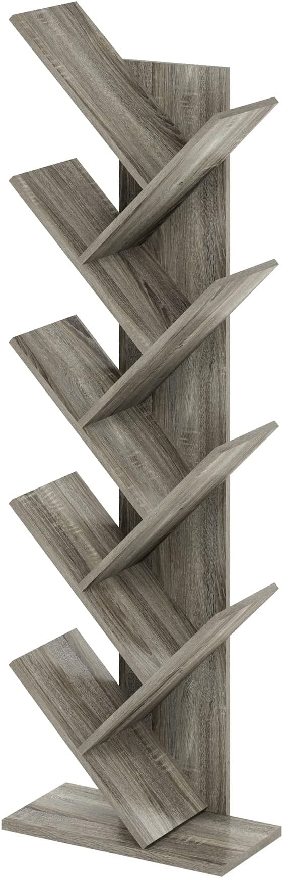 Furinno TREE Book Shelf, 9-Tier Bookshelf, Tree Bookcase with Angled Open Shelf, 8.4