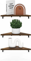 Furinno Rossi Triangle Floating Shelves for Wall, Set of 3 Geometric Corner Shelf, Wall Mounted Shelves for Bathroom, Home Office, Living Room, Amber Pine