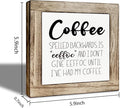 Farmhouse Coffee Bar Sign, Rustic Coffee Spelled Backwards is Eeffoc Wood Box Sign, Funny Wooden Box Signs, Farmhouse Home Kitchen Desk Shelf Decor 5.9×5.9 inch