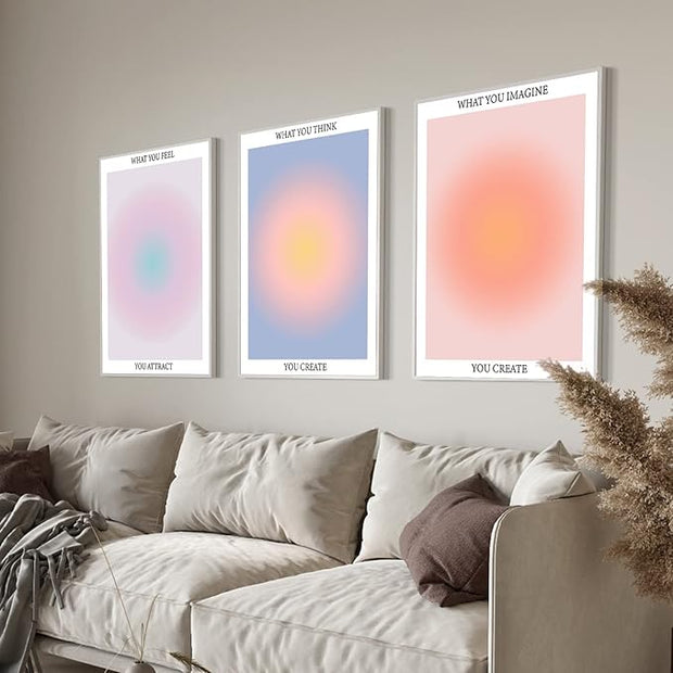 NCYEL 3 Colorful Abstract Posters Room Aesthetic Reiki Gradient Spiritual Affirmation Canvas Wall Art Positive Energy Inspirational Wall Art Bathroom Living Room Apartment Office Girls Room 12x16inx3
