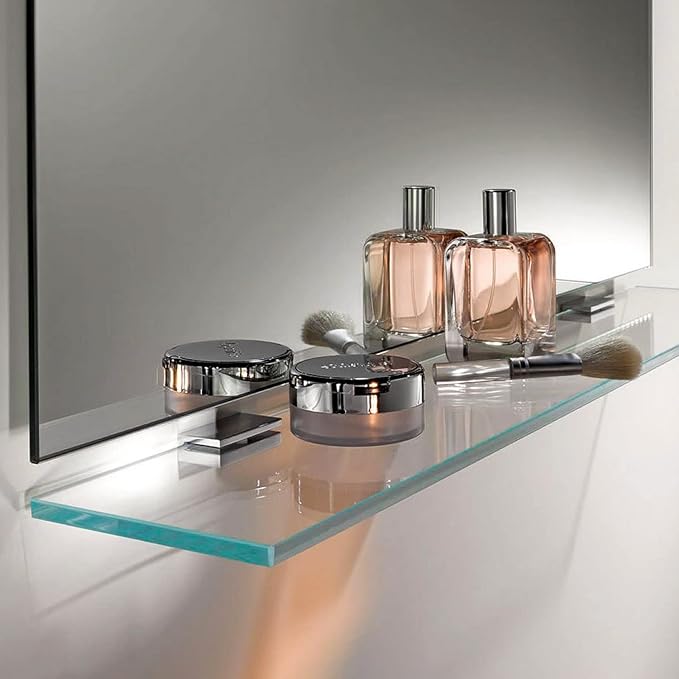Fab Glass and Mirror Rectangle Floating Glass Shelve, 6