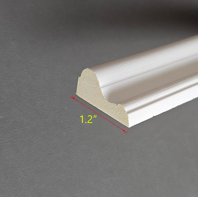 Maydos Wall Moulding Trim, Paintable Stiff Chair Rail Panel Molding Wainscoting Panels for Interior Home Décor Living Room Bedroom Door Accent Wall - Installed with Glue, 1.2"(w) x 45"(L), 4pcs