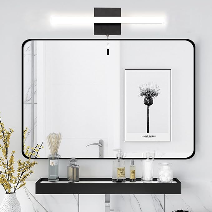 COTULIN 16 Inch Black Vanity Light Bar with Pull Switch 10W Brightness Ideal for Cabinet Lighting Picture Light and Sink Light for Kitchen and Bathroom Applications Modern Design Efficient Lighting
