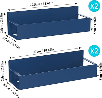 4 Pack Magnetic Spice Storage Rack Organizer for Refrigerator and Oven, Royal Blue Fridge Organizers and Storage