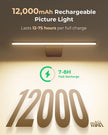 Picture Light for Wall Rechargeable Art Light with Remote, 3 Colors & 5 Brightness Levels, 12000mAh Battery Operated Lights for Pictures, Gallery, Bedroom, Hallway, Frame, Living Room (Black,1 Pack)