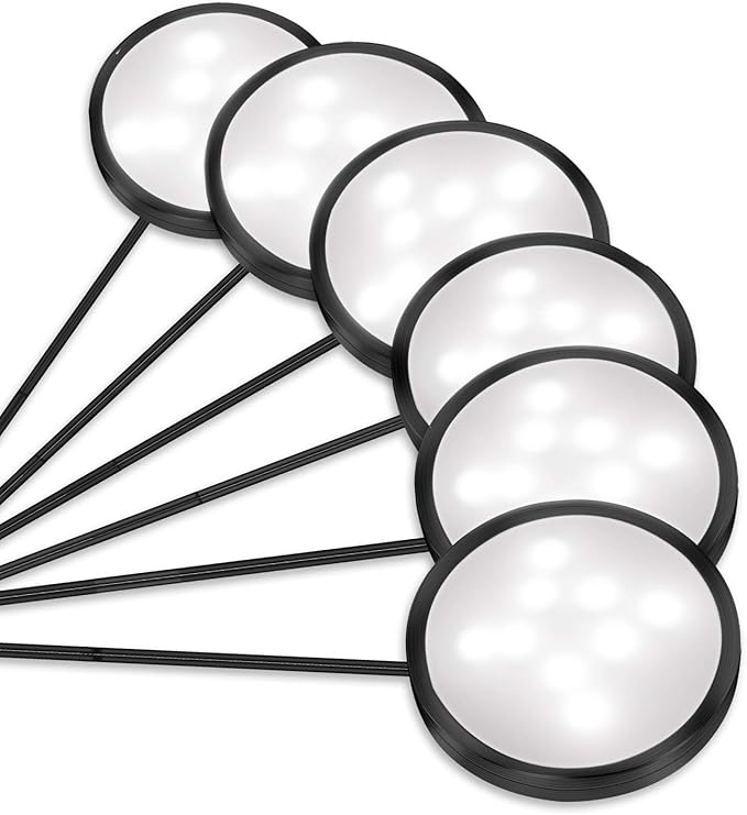 YGS-Tech LED Under Cabinet Lighting Kit, 1020 Lumens LED Puck Light, 5000K Daylight White, CRI90+, Touch Dimming, Black Trim All Accessories Included, for Kitchen, Closet Lights, Safe Light, 6-Pack