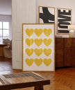 Nationcog Yellow Heart Wall Art, Mid Century Minimalist Poster, Scandi Folk Inspired Kids Room Decor, Retro Modern Artwork, Cute Valentine Gift for Home or Nursery (Unframed) (9x11)