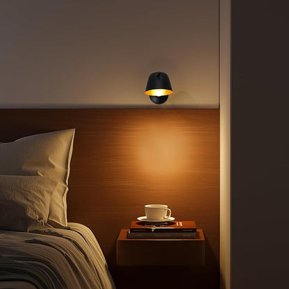 Kawell Modern Metal Wall Sconce Light Fixture Hardwired Indoor Night Light for Bedroom Living Room Kitchen Study Room, Minimalist Black Finish