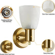 Wall Sconces Set of 2, Gold Vanity Lights for Bathroom, Modern Wall Light Fixtures with Rotary Switch, Wall Mount Light with Frosted Glass, Farmhouse Lamp for Bedroom Living Room