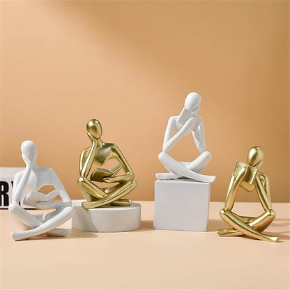 Style-B Gold, Creative Abstract Thinker Bookend for Home Aesthetic, Study, and Wine Cabinet – Stylish Shelf Decor Accent and Thoughtful Gift for Living Room, Bar, or Coffee Shop