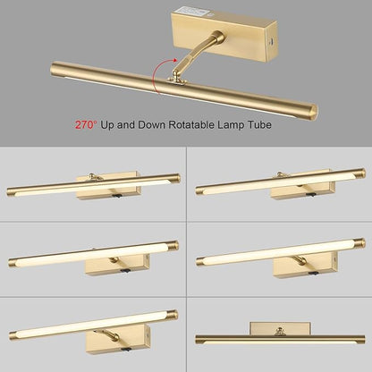 Picture Light for Wall Battery Operated, 24" Rechargeable Art Light with Remote and Timer for Painting, 9000mAh Wireless Wall Light for Display, Artwork, Portrait, Gallery, Gold