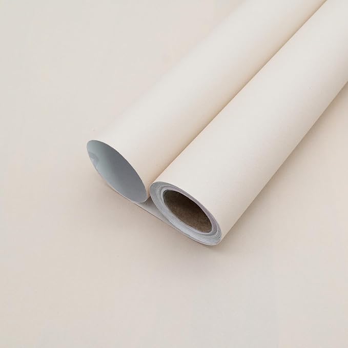 Yancorp 16"x394" Matte Beige Contact Papaer Peel and Stick Wallpaper Vinyl Wrap Countertop Wallpapers Waterproof for Cabinets Drawers Bedroom Kitchen Self-Adhesive Wallpaper