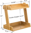 GOBAM Spice Rack Organizer 2-Tier Kitchen Countertop Cabinet Storage Shelf, Assemble Quickly, Bamboo