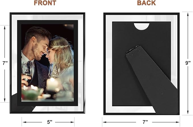 IZIDDO 5x7 Picture Frames Set of 4,Black Glass Photo Frame,for Wall Mount or Tabletop Standing,Gift Picture Frame, Horizontally or Vertically (5x7, Black)