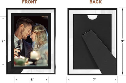 IZIDDO 5x7 Picture Frames Set of 4,Black Glass Photo Frame,for Wall Mount or Tabletop Standing,Gift Picture Frame, Horizontally or Vertically (5x7, Black)