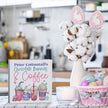 Easter Coffee Bar Decor Easter Table Decor Bunny Coffee Bar Wooden Box Sign for Home Office Bedroom Living Room Desk Shelves