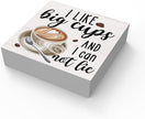Christmas Coffee Bar Decor - Coffee & Tea Bar Wooden Box Sign, Big Cups Kitchen Wall Sign