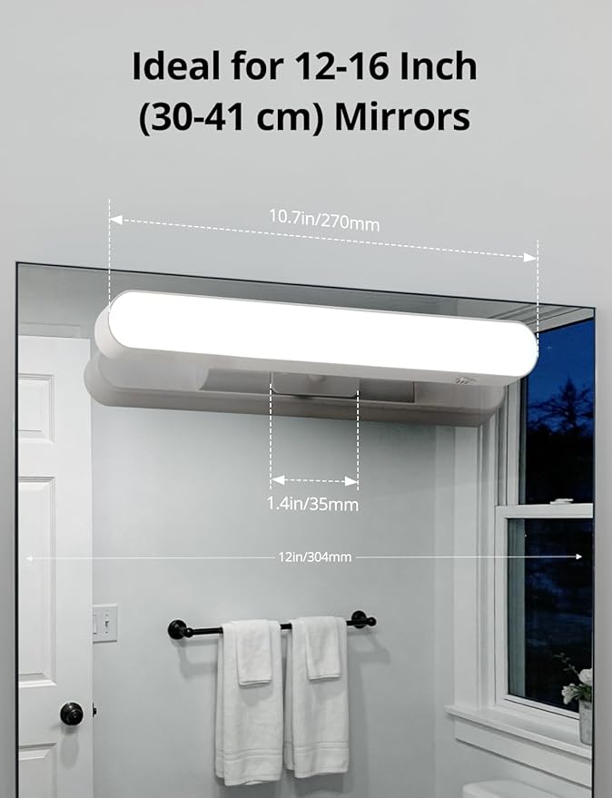 Combuh Rechargeable Makeup Light Bar LED Stick on Vanity Lighting for Mirror, 11Inch Super Bright 14 Days Long Last Battery Operated Wireless Attachable Wall Lamp for Bathroom Dresser Counter