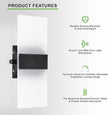 Lightess Modern LED Wall Sconces with Switch, 12W Indoor Wall Lights Set of Two, Hardwired Acrylic Dimmable Wall Mounted Lighting for Living Room Hallway Bedroom, Warm White, 2 Pack