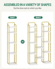 8 Tiers Vertical Shoe Rack, Narrow Shoe Tower, Tall Shoes Shelf with 2 Hooks, Adjustable Shelves, Corner Shoes Shelves for Small Spaces, Entryway, Living Room, White Gold SR04313A