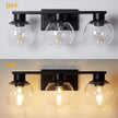3-Lights Black Bathroom Vanity Lights, Modern Bathroom Lighting Fixtures with Globe Glass Shade, 22in Matte Black Wall lamp for Bath Over Mirror Kitchen Cabinet Living room Hallway Bedroom Porch
