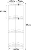 4 Tier Floor Standing Corner Shower Caddy Organizer Shelf with Hooks, Bathroom Shelves Stand Rack, White