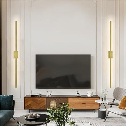 Black Linear Wall Sconce Minimalist Hardwired Indoor Wall Light Fixture for Hallway Living Room Bedroom Modern Decorative Lighting(Gold,120cm)